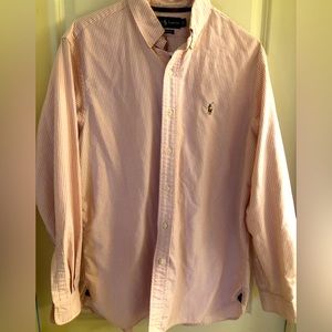 A Ralph Lauren pink striped button down. Size l